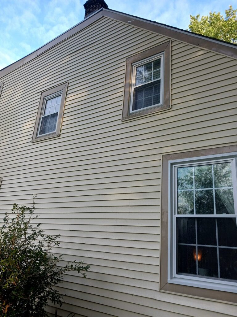 House exterior after pressure washing