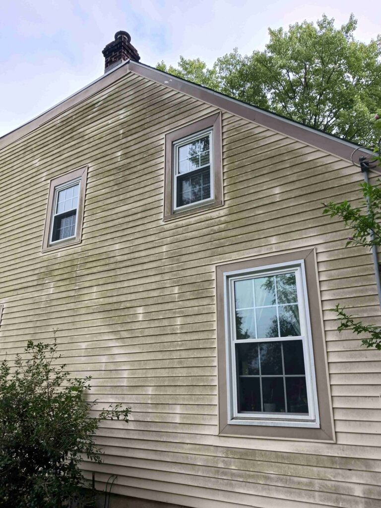 House exterior before pressure washing